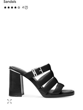 Michael Kors Black Strappy Block Heel Mule Sandals